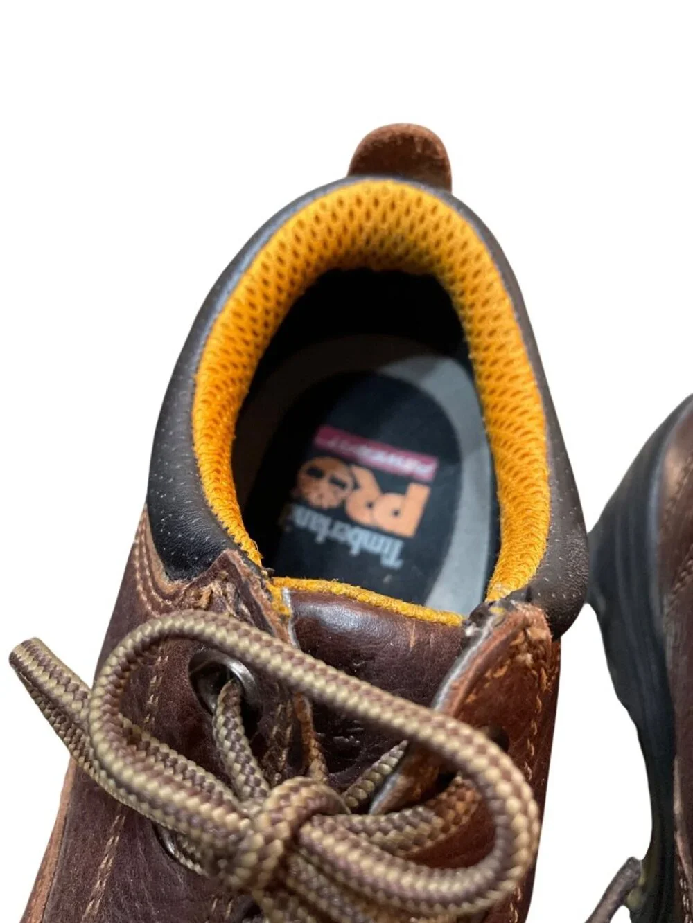 Timberland Pro Power wms brown leather steel toe work shoes sz 9.5M SKU 10-486